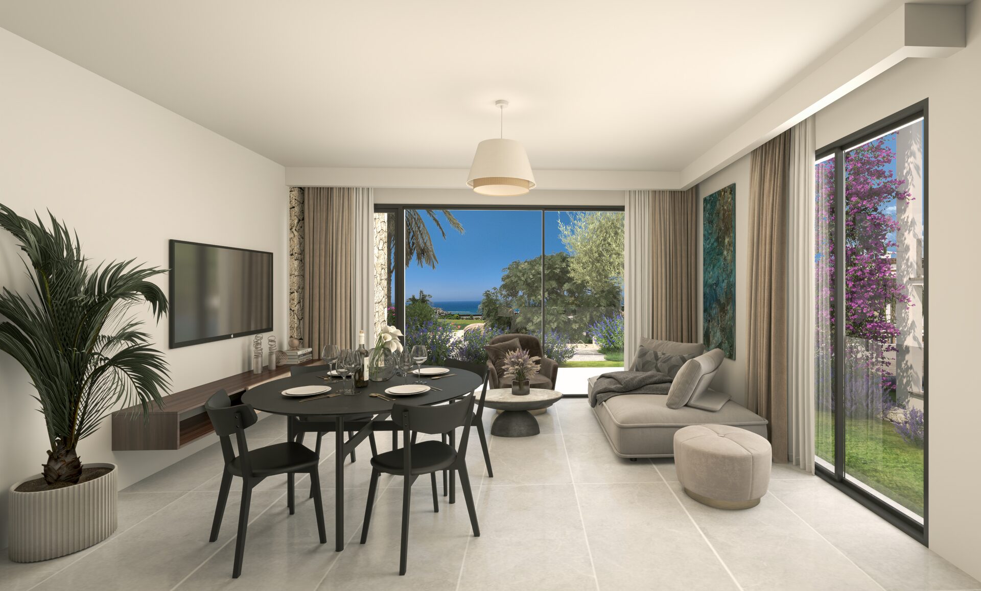 Sea & Mountain View 1 and 2-bedrooms Apartments in Esentepe, North Cyprus